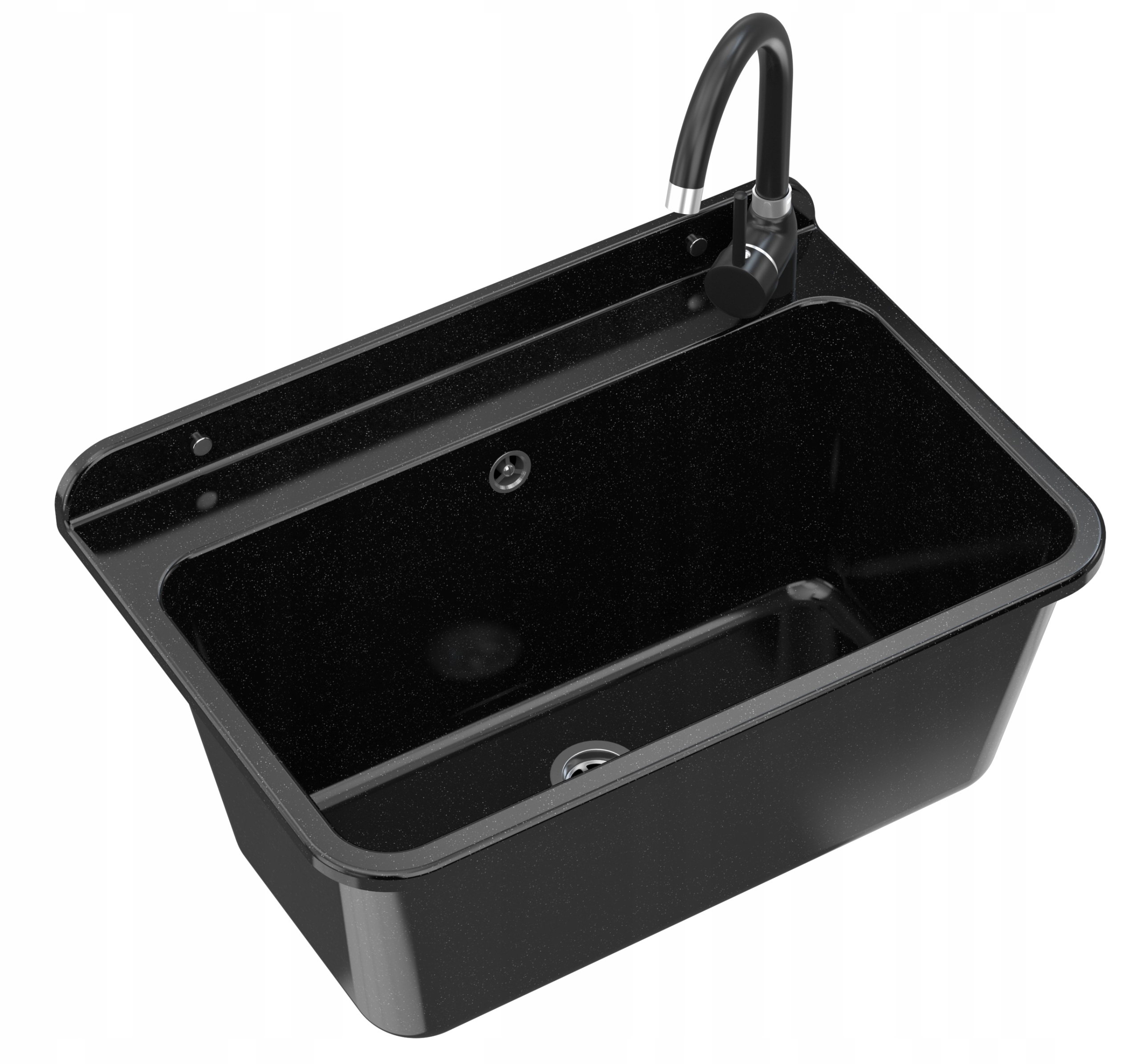 ZLEW GOSPODARCZY CZARNY BATERIA GARAŻ PRALNIA