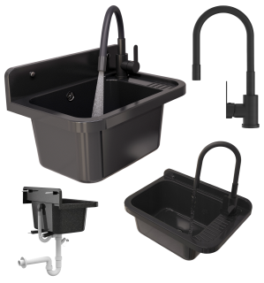 Zlew GOSPODARCZY ZLEWOZMYWAK komora PARON SYFON Bateria GRADO PLUS