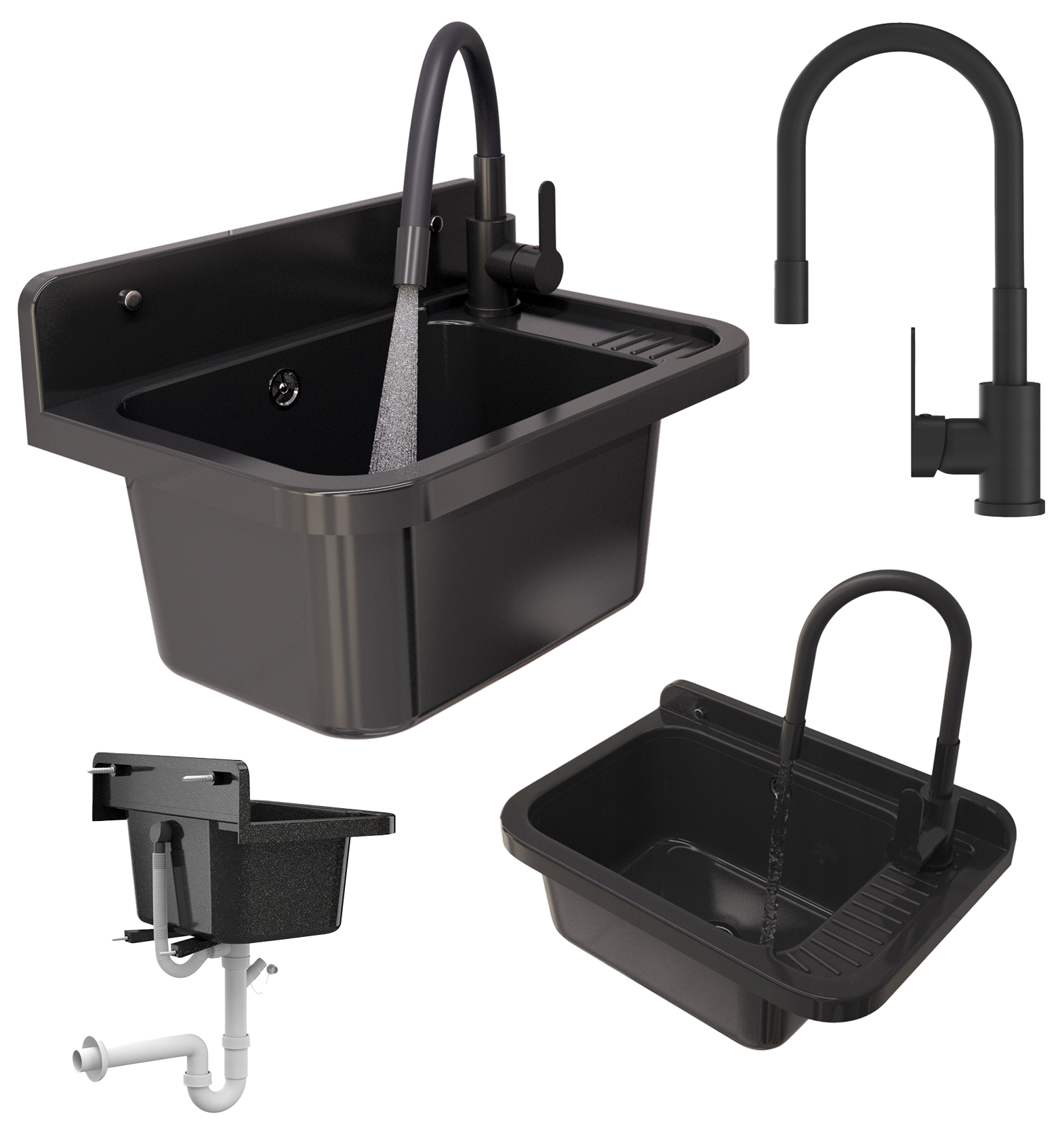 Zlew GOSPODARCZY ZLEWOZMYWAK komora PARON SYFON Bateria GRADO PLUS