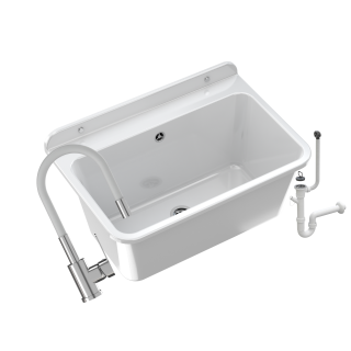 ZLEW GOSPODARCZY KOMORA BIAŁA ZLEWOZMYWAK Large BATERIA GRADO SYFON