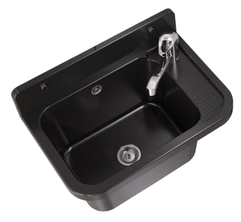 ZLEW GOSPODARCZY KOMORA CZARNA GARAŻ BATERIA CHROM ZESTAW TECHNICZNY PARON