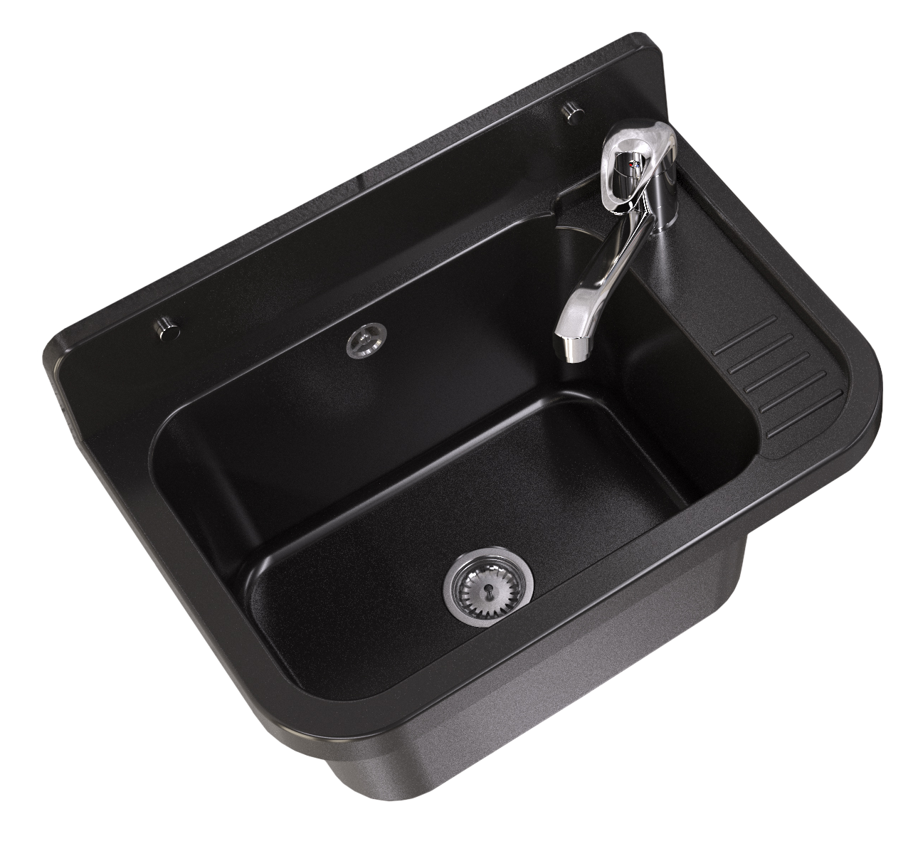 ZLEW GOSPODARCZY KOMORA CZARNA GARAŻ BATERIA CHROM ZESTAW TECHNICZNY PARON