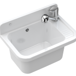 ZLEW GOSPODARCZY KOMORA BIAŁA GARAŻ PARON KRAN WYCIĄGANA WYLEWKA CHROM HAND