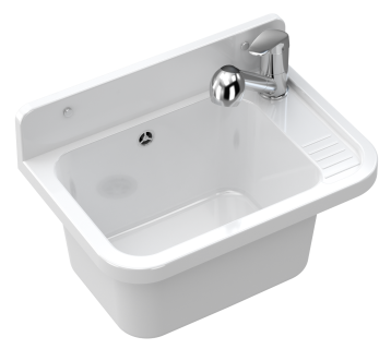 ZLEW GOSPODARCZY KOMORA BIAŁA GARAŻ PARON KRAN WYCIĄGANA WYLEWKA CHROM HAND