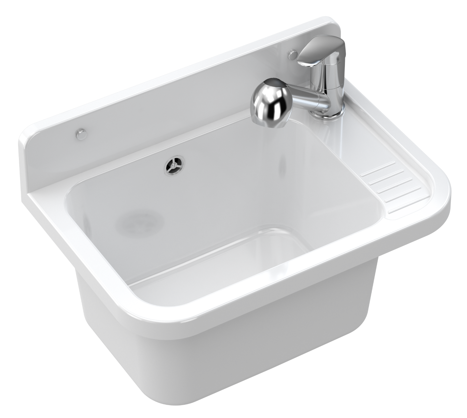 ZLEW GOSPODARCZY KOMORA BIAŁA GARAŻ PARON KRAN WYCIĄGANA WYLEWKA CHROM HAND