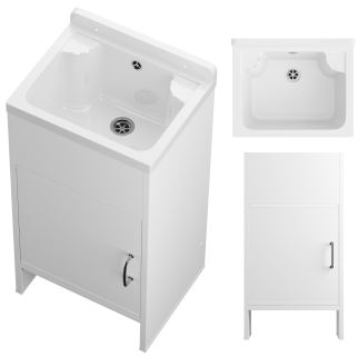 ZLEW GOSPODARCZY TECHNICZNY KOMORA BIAŁA SZAFKA PCV ZESTAW DO GARAŻU LOMA