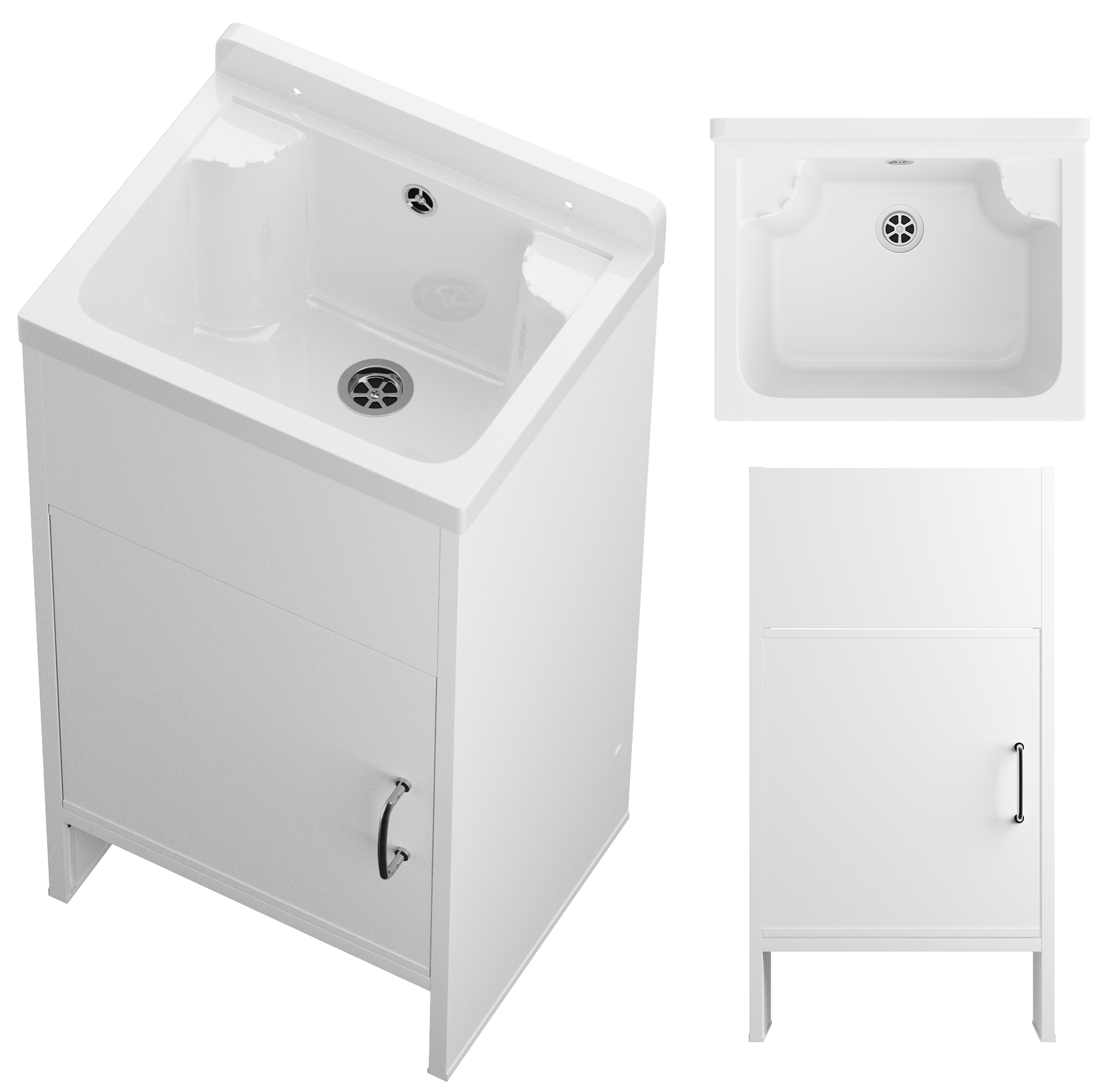 ZLEW GOSPODARCZY TECHNICZNY KOMORA BIAŁA SZAFKA PCV ZESTAW DO GARAŻU LOMA