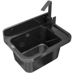 Zlew gospodarczy Roboczy czarny PRALNIA GARAŻ KOTŁOWNIA kran PROSTY Paron