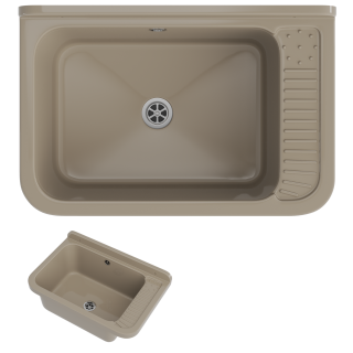 ZLEW GOSPODARCZY TECHNICZNY BEŻOWY KOMORA ROBOCZA PRALNIA GARAŻ NEGRA DUŻA