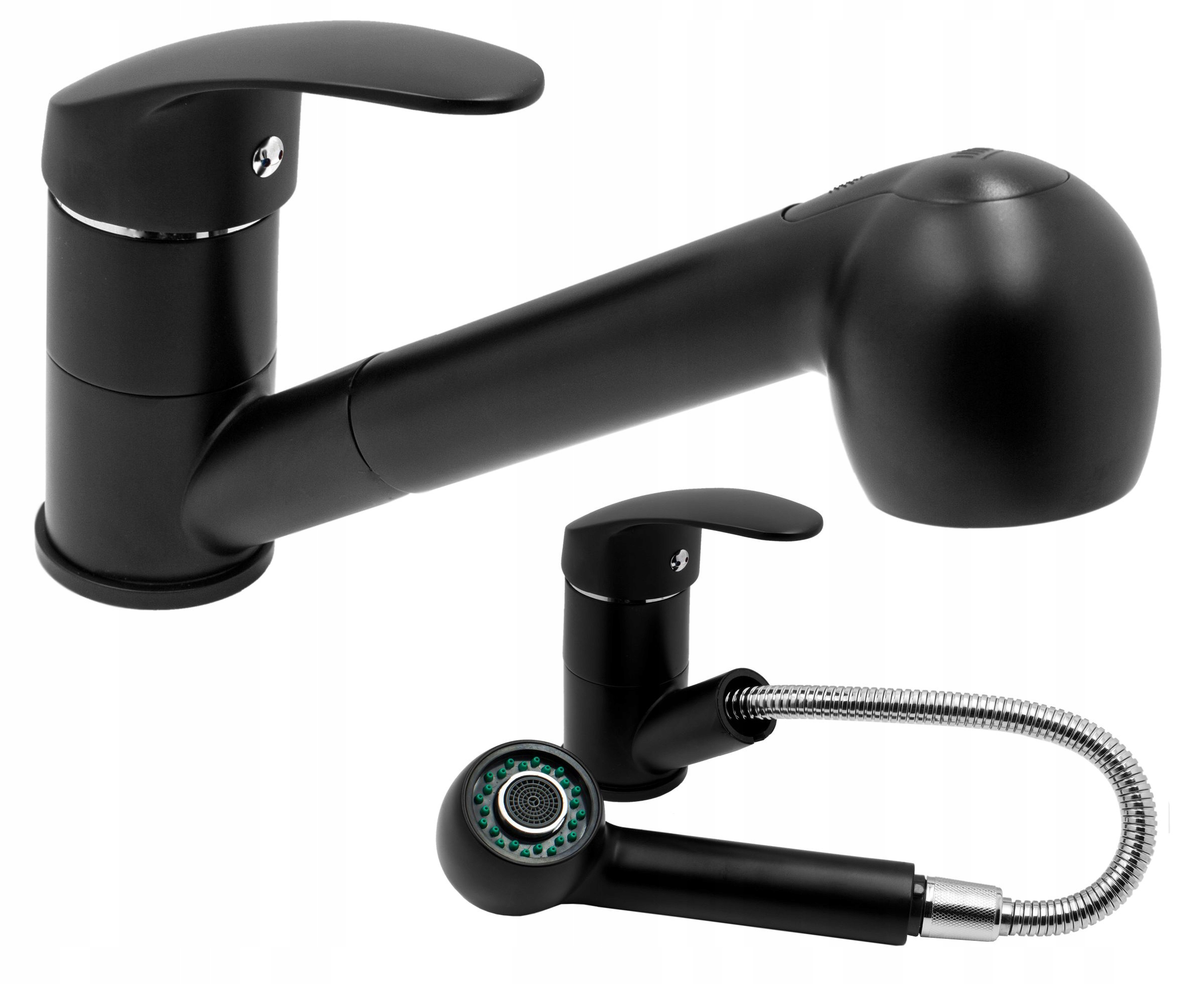 HAND CZARNA BATERIA KUCHENNA Z WYCIĄGANĄ WYLEWKĄ