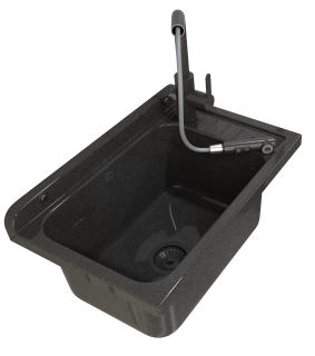 ZLEW GOSPODARCZY KOMORA CZARNA KRAN WYCIĄGANA WYLEWKA PRALNIA GARAŻ MONZA