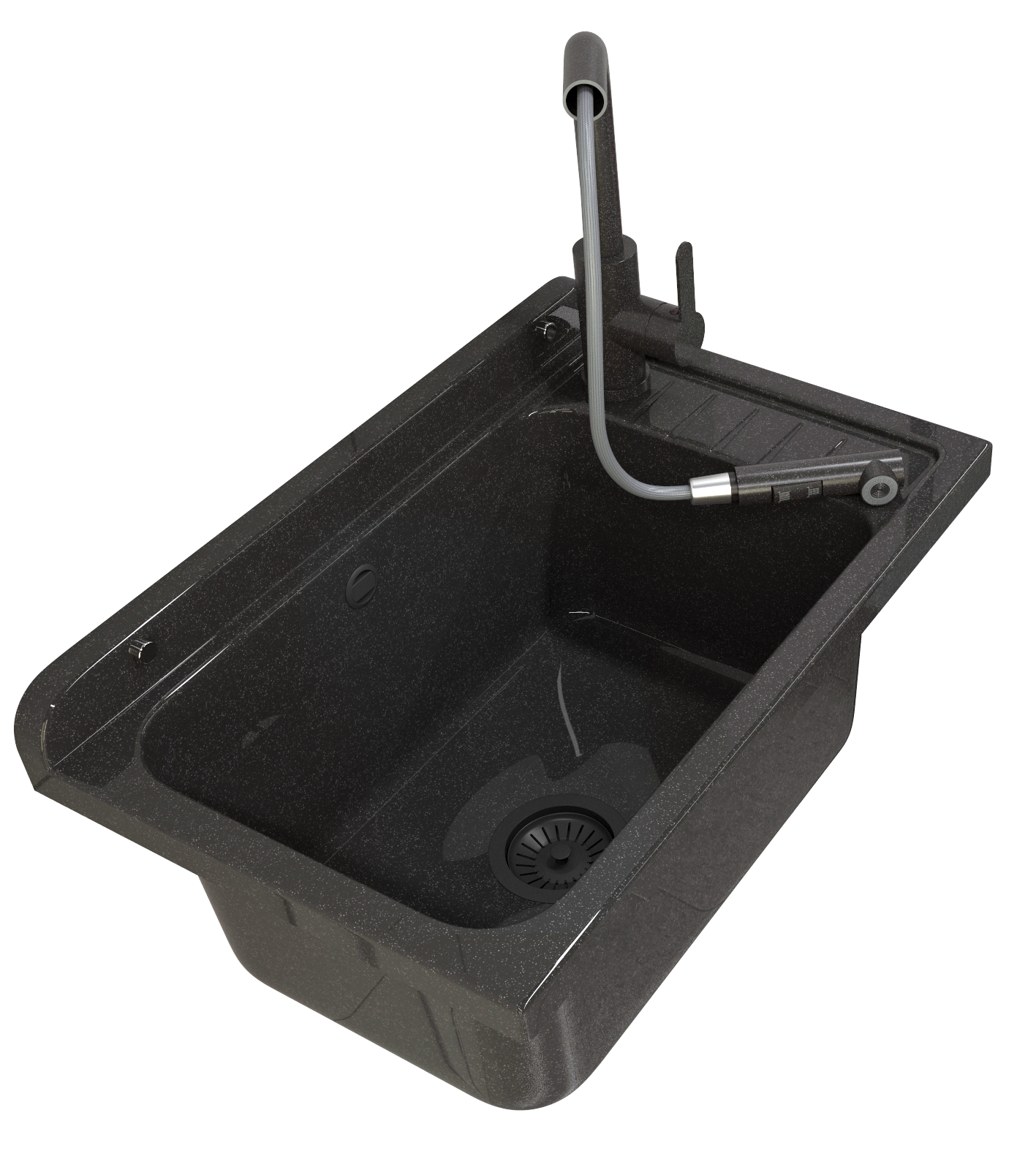 ZLEW GOSPODARCZY KOMORA CZARNA KRAN WYCIĄGANA WYLEWKA PRALNIA GARAŻ MONZA