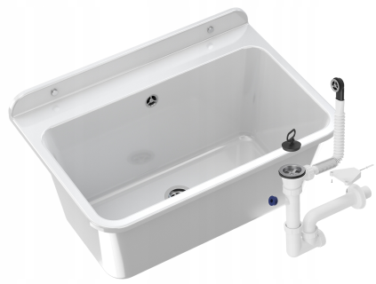 ZLEW GOSPODARCZY KOMORA PRALNICZA BIAŁA SYFON