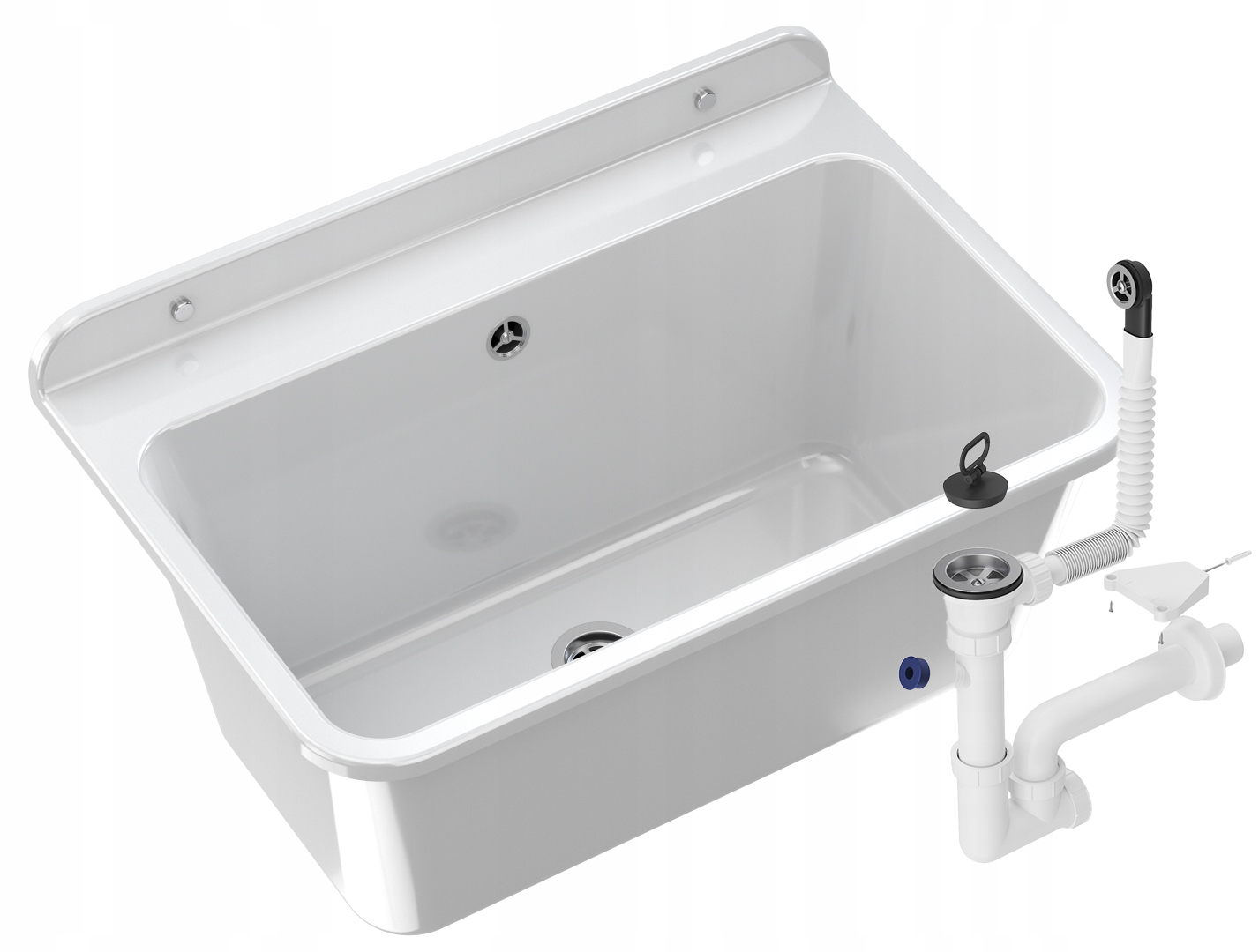 ZLEW GOSPODARCZY KOMORA PRALNICZA BIAŁA SYFON