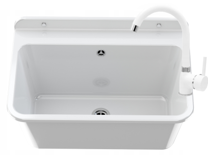 ZLEW GOSPODARCZY LARGE BIAŁA KOMORA GARAŻ BATERIA WYCIĄGANA BETA