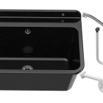 ZLEW GOSPODARCZY DUŻY KOMORA CZARNA BATERIA CHROM