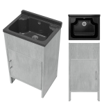 ZLEW GOSPODARCZY TECHNICZNY KOMORA CZARNA SZAFKA PCV ZESTAW DO GARAŻU LOMA