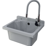 ZLEW GOSPODARCZY KOMORA TECHNICZNA SZARA BATERIA Z ELASTYCZNĄ WYLEWKĄ LOMA