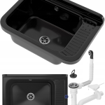 ZLEWOZMYWAK czarny zlew GOSPODARCZY kotłowni KOMORA techniczna POLO SYFON