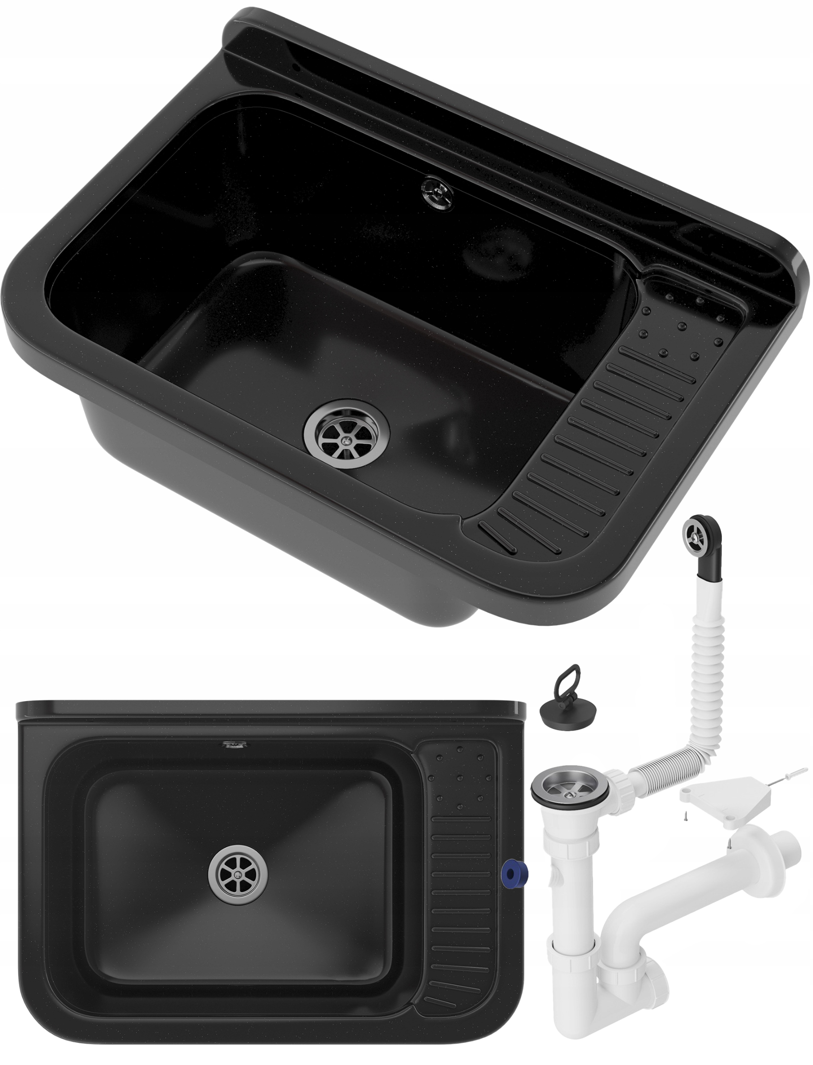 ZLEWOZMYWAK czarny zlew GOSPODARCZY kotłowni KOMORA techniczna POLO SYFON