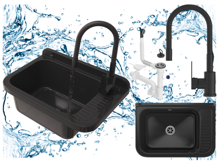 ZLEWOZMYWAK czarny zlew GOSPODARCZY KOMORA techniczna POLO BATERIA SYFON